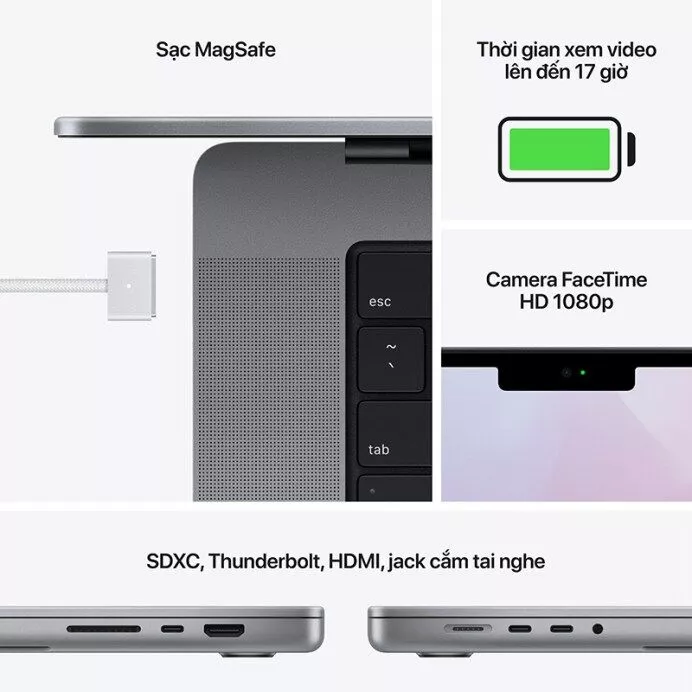 MacBook Pro 14 M1 Pro 2021 có các cổng kết nối linh động hơn
