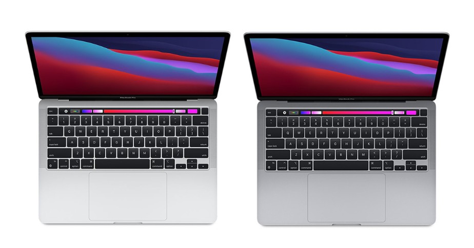 macbook pro 13 inch chip m1 2020 màu bạc và xám