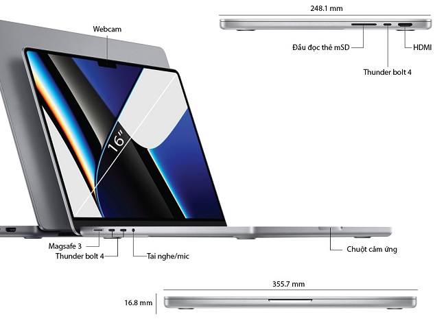 So sánh các kết nối Macbook Pro 16 inch 2019 và 2021