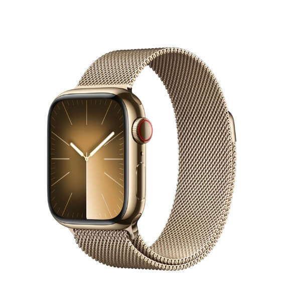 apple watch series 9 gold viền thép dây thép. apple watch series 9 41mm viền thép dây thép