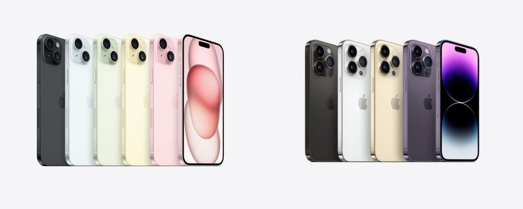 So sánh iPhone 15 Plus và iPhone 14 Pro Max về màu sắc