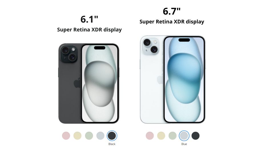 So sánh iPhone 15 và iPhone 15 Plus về kích thước