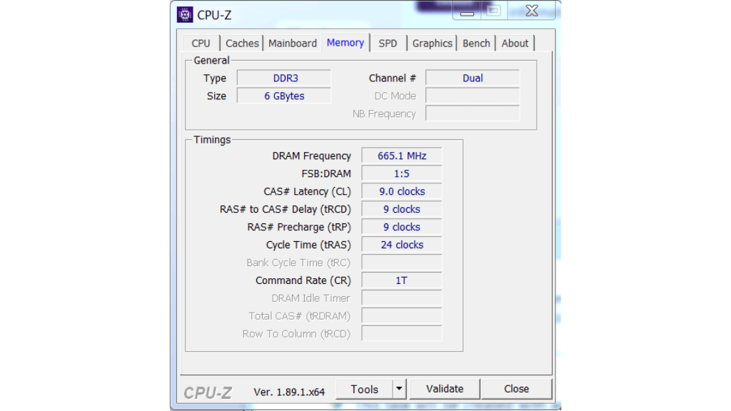 Tab Memory trong CPU Z