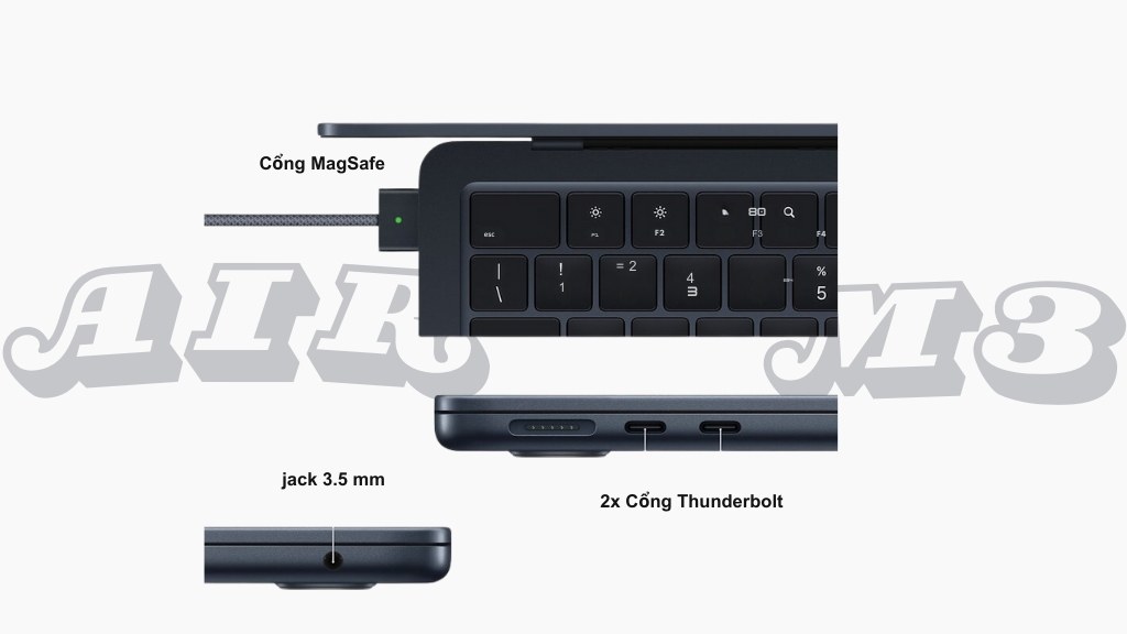 Các cổng kết nối Macbook Air M3 15 inch