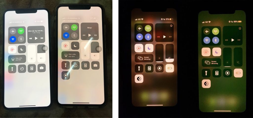 màn hình iPhone có màu sắc khác nhau