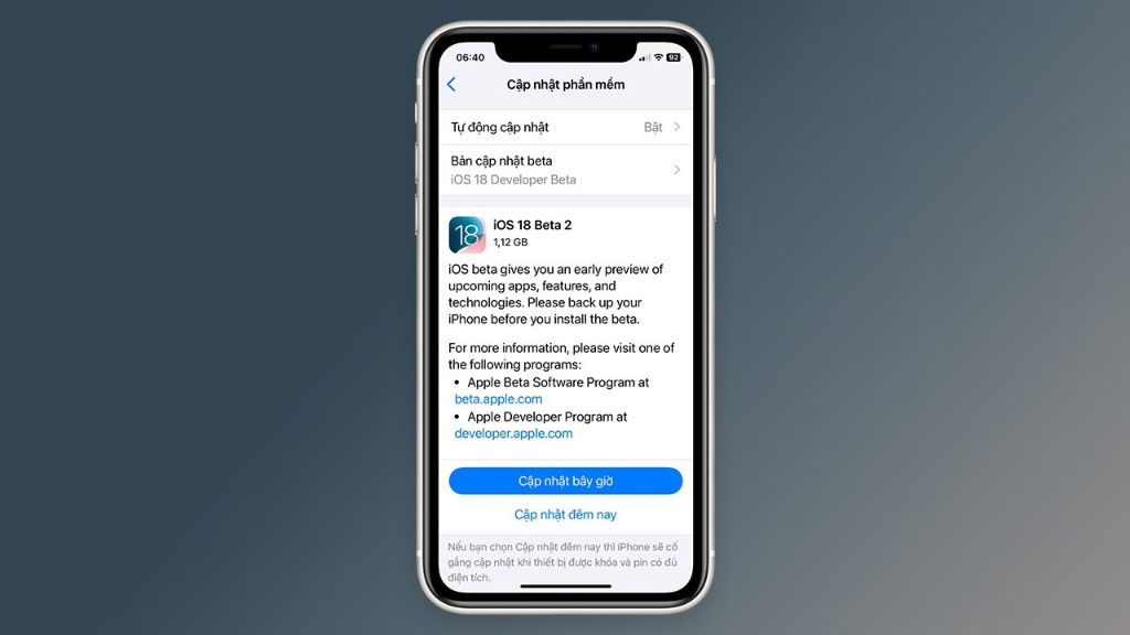 Cách cài đặt Bản cập nhật iOS 18 Beta 2