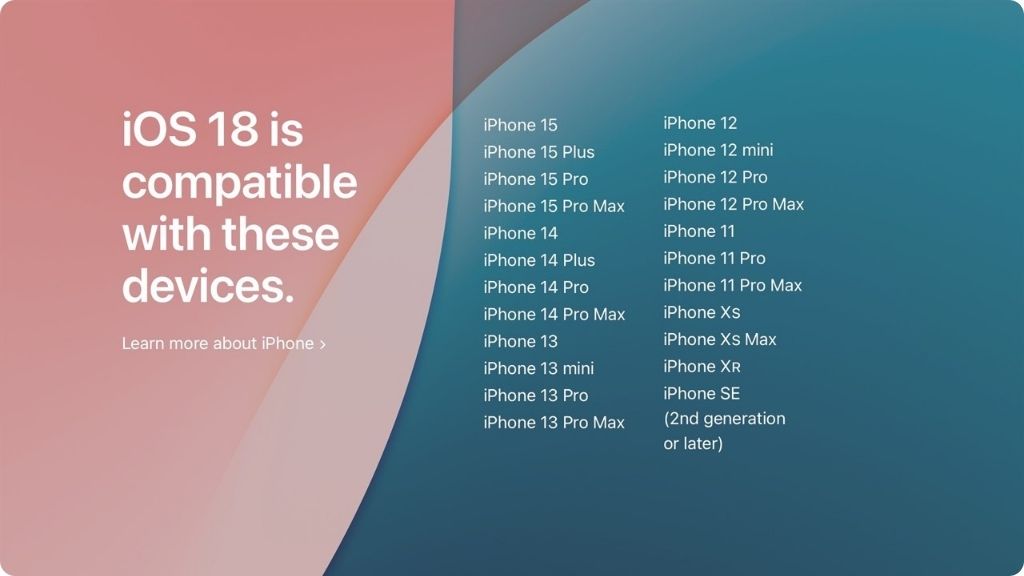 Danh sách iPhone được cập nhật lên iOS 18